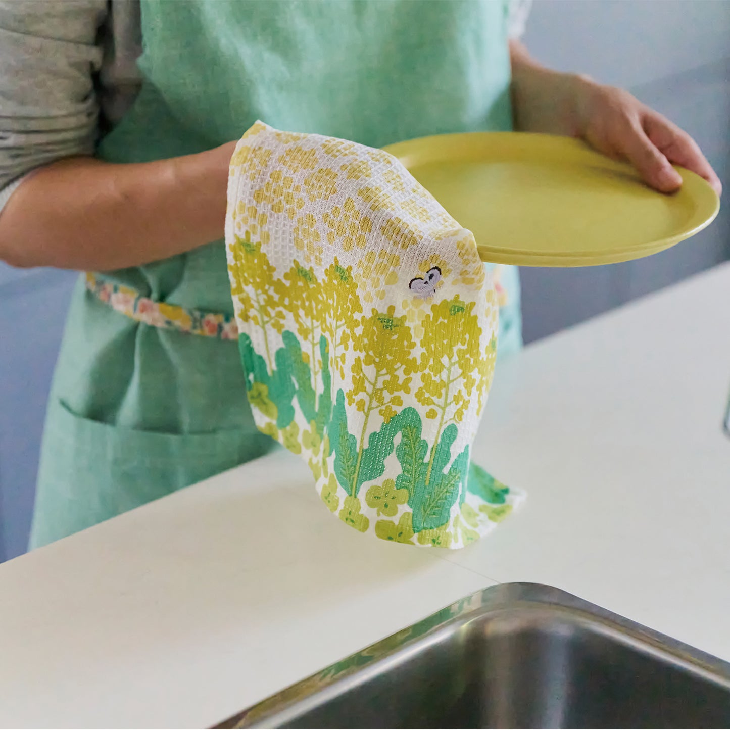 野の花ふきん  菜の花 イエロー